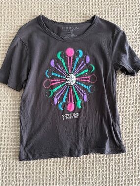 Fifth Sun Black Tee with Neon Moonburst Graphic